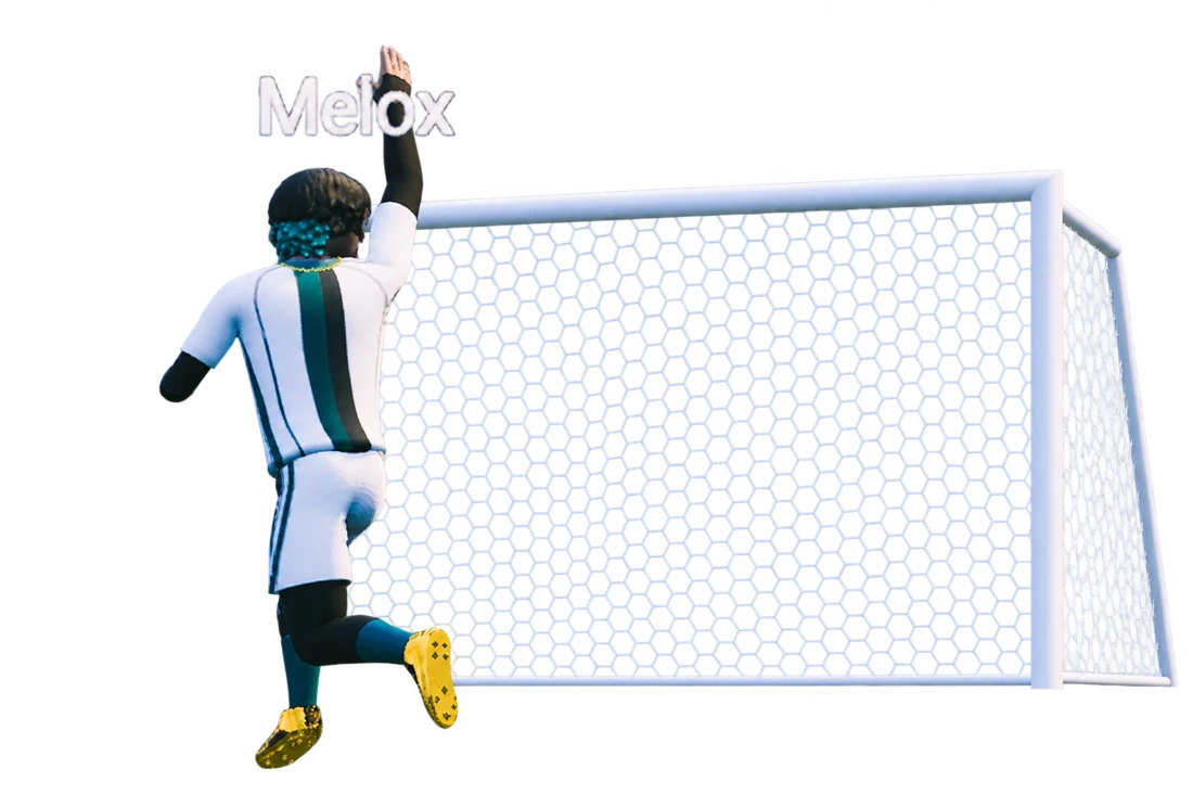 Jogador Melox diante do gol no Pro Soccer Online